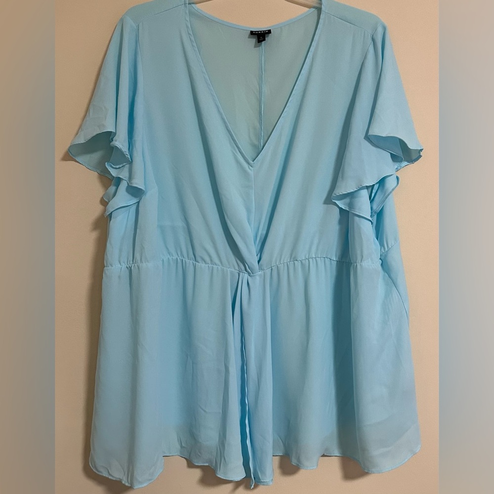 Torrid Georgette Twist Surplice Flutter Sleeve Bl… - image 3